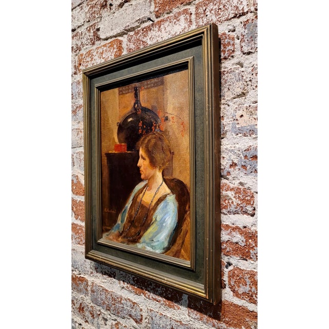 Blue Richard Andrew -Portrait of an Irish Woman-Oil Painting C1910s For Sale - Image 8 of 10