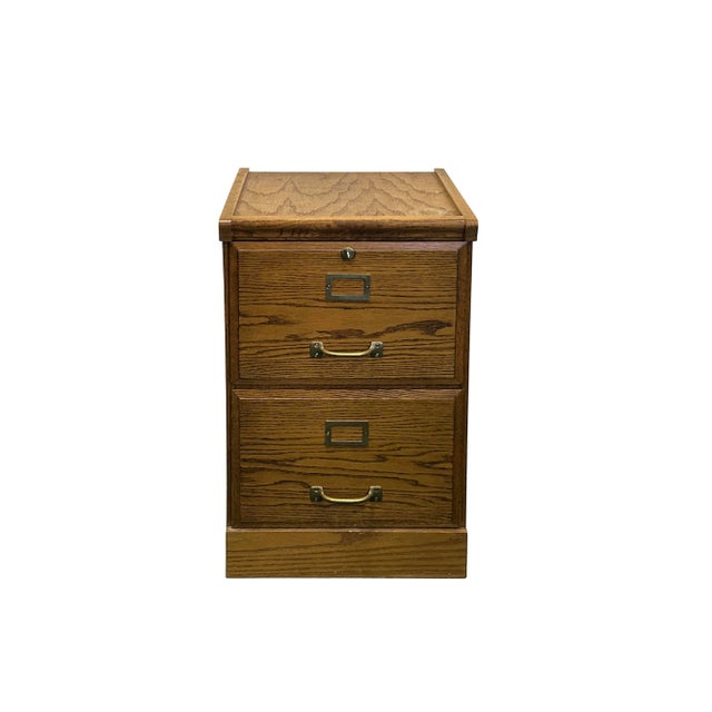1990s Vintage Light Brown 2 Drawers End Table Nightstand Cabinet For Sale - Image 5 of 6