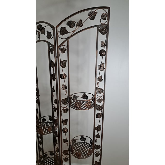 VTG Italian Gold Metal Grape Vine Folding Planter 3 Dividers Hollywood Regency For Sale - Image 14 of 17
