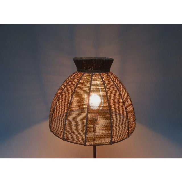 1950s Austrian Brass, Wood & Cord Table Lamp with Crow's Foot, 1950s For Sale - Image 5 of 18