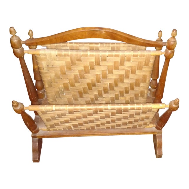 Mid-Century Flat Reed & Wood Magazine Rack Made by Berea College ...