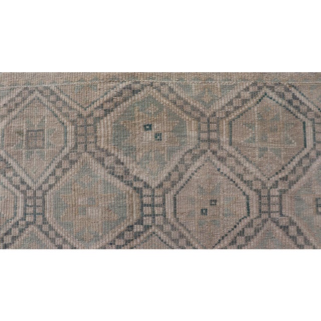Textile Vintage Turkish Embroidered Rug With Geometric Diamond Design in Green, 6'5 X 10 For Sale - Image 7 of 11