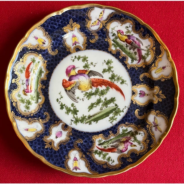 Blue Antique 19th Century Samson Porcelain Exotic Bird Plate in the Worcester Taste Circa 1880 For Sale - Image 8 of 11