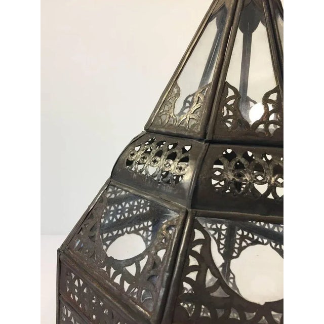 Moroccan Moorish Metal and Clear Glass Candle Lantern For Sale - Image 10 of 11