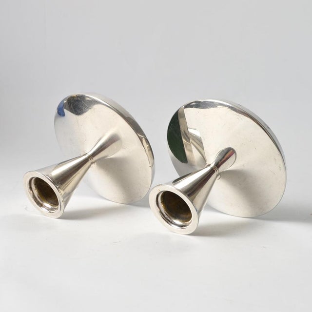 Danish Silver-Plated Candleholders by Carl Christiansen, 1960s, Set of 2 For Sale - Image 4 of 14