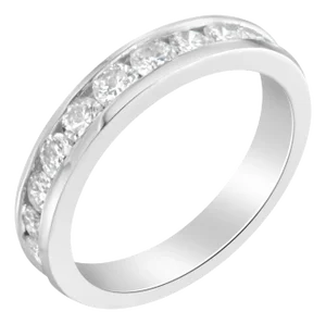 IGI Certified 1.0 Cttw Diamond 18K White Gold Channel-Set Half-Eternity Band Wedding Ring (E-F Color, I1-I2 Clarity) - Size 7-1/2