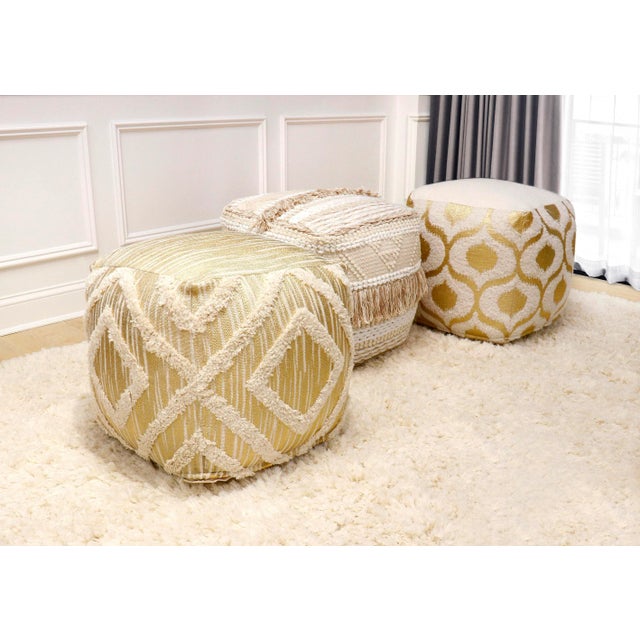 Pasargad Home Grandcanyon Collection Cotton Pouf For Sale - Image 10 of 10