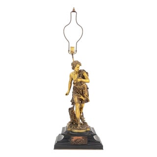 Mathurin Moreau "Return From the Hunt" Bronze Lamp For Sale