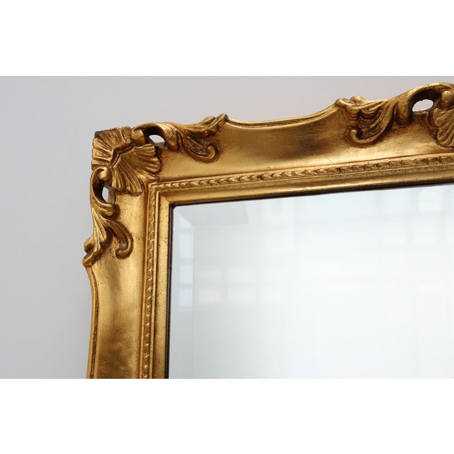 Gold Vintage French Square Carved Wooden Gilded Mirror in Baroque Style, 1950s For Sale - Image 8 of 13