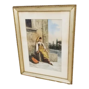 Antique Italian Watercolor by Vitali