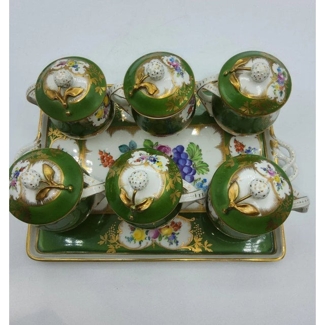 19th Century Porcelain Chocolate Cup Set with Tray, Set of 7 For Sale - Image 5 of 13