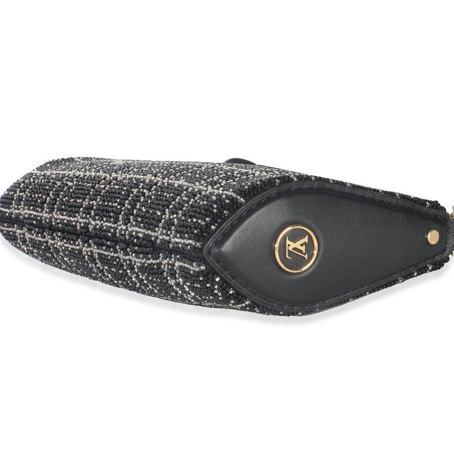 Animal Skin Black White Beaded Pochette Tirette For Sale - Image 7 of 9