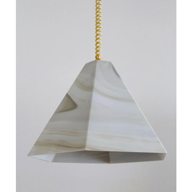 Pink Mid-Century Modern Pendant Lamp in Glass with Marble Effect and Curly Cable, 1970s For Sale - Image 8 of 14