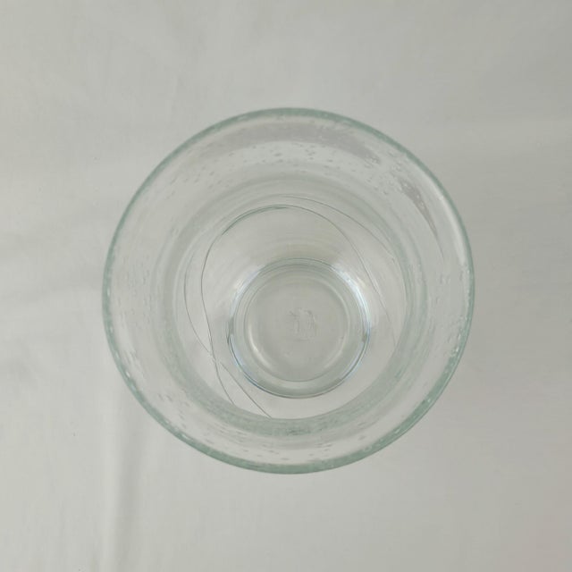 Hand Blown Seeded Glass Hurricane Vase Swirl Ribbon Detail Clear 9" For Sale - Image 6 of 11