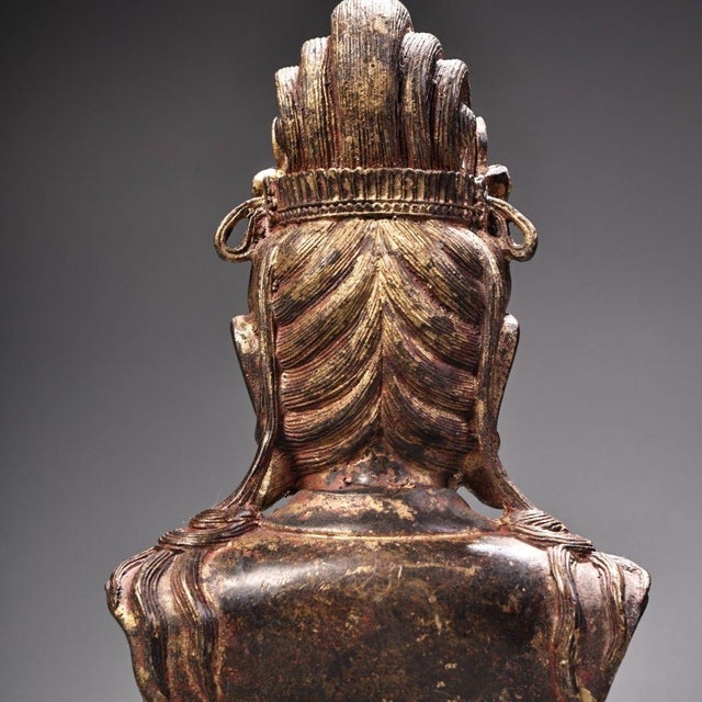 Vintage Chinese Gilded Bronze Guanyin Bodhisattva Bust, Partial Figure Sculpture For Sale In Los Angeles - Image 6 of 10