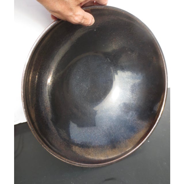 Ceramic Metallic Glaze Bowl Circa 90s For Sale In New York - Image 6 of 9