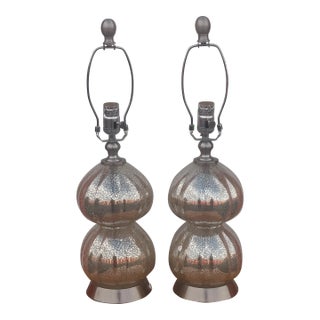 Contemporary Mercury Glass Table Lamp - a Pair For Sale