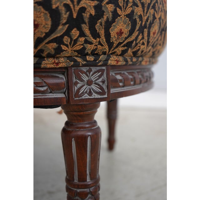 Century French Louis XVI Style Bergere Chair & Ottoman For Sale - Image 16 of 18