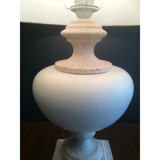 Circa 1970 French Ceramic & Travertine Base Table Lamp For Sale - Image 9 of 11