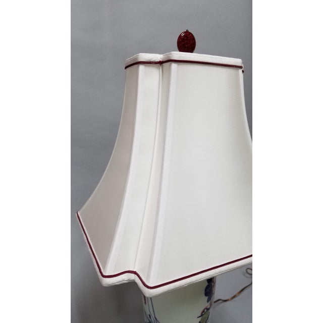 19th Century Japanese Birds on Branch Vase Lamp & Shade For Sale In Cincinnati - Image 6 of 9