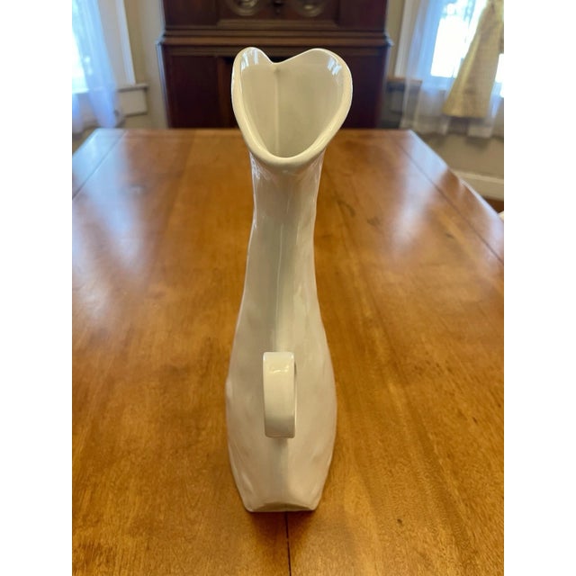 Montes Doggett White Ceramic Sculptural Pitcher Vase Double Ring Handles Handmade Peru For Sale In Louisville - Image 6 of 8