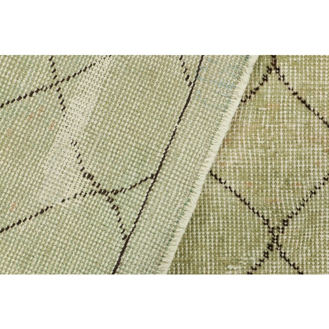 Textile Vintage Zeki Müren Runner in Sage Green With Geometric Patterns From Rug & Kilim For Sale - Image 7 of 7