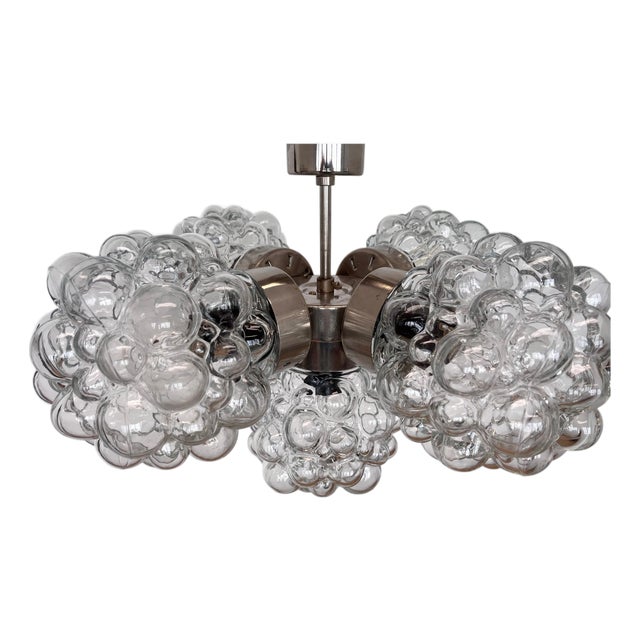 Glass and Chrome Pendant from Kamenicky Senov, Czechoslovakia, 1970s For Sale