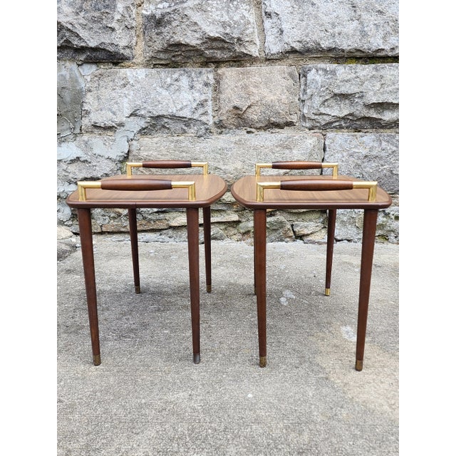1950s Mid Century Modern Wood & Formica Side Tables-A Pair For Sale - Image 5 of 10