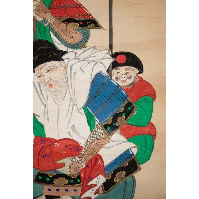 Wood Antique Japanese Scroll Painting "Minister Takenouchi No Sukune and Empress Jingū" For Sale - Image 7 of 18