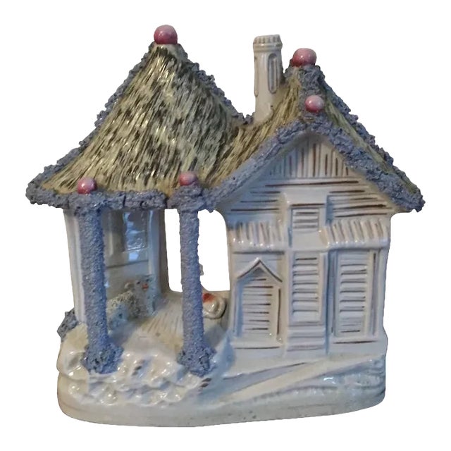 Early 19th Century English Staffordshire Pearlware Pottery Sheep Barn & Cottage For Sale
