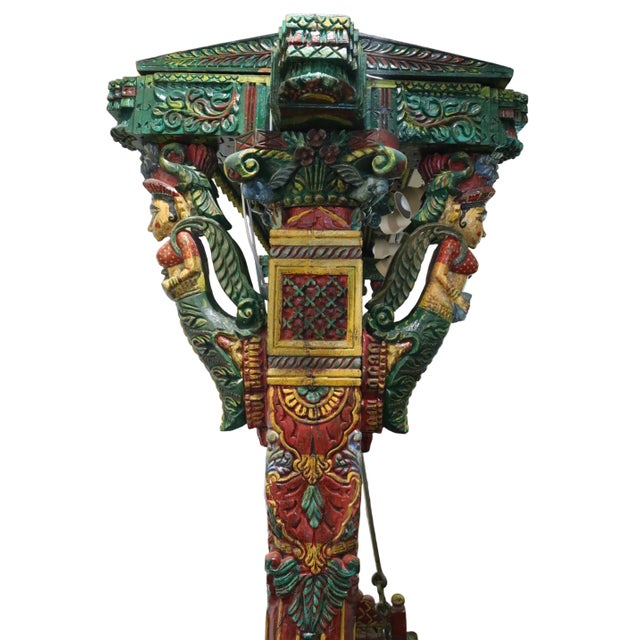 Indian Monumental Hand Carved Indian Polychrome Jhula (Swing) For Sale - Image 3 of 14