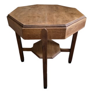 Antique Art Deco Amsterdam School Oak Side Table, 1935 For Sale