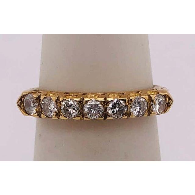 14 Karat Yellow Gold Seven Diamond Anniversary Ring Wedding Band 0.70 TDW, Size 5.5 For Sale - Image 4 of 10