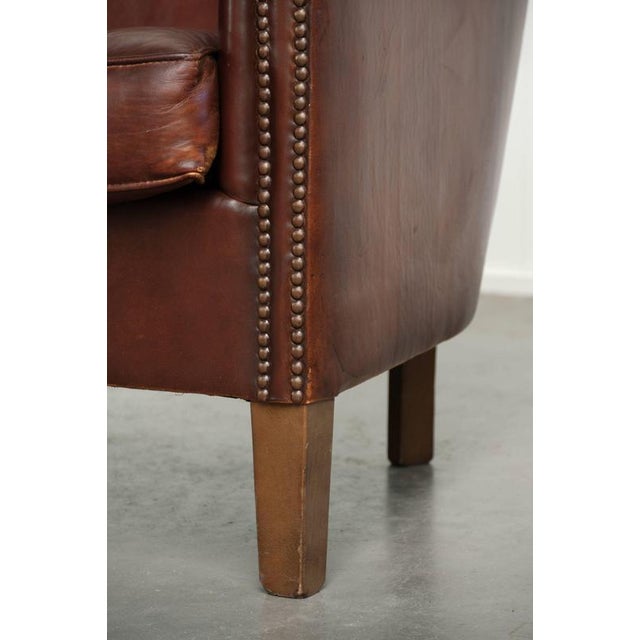 English Sheepskin Club Armchair with Decorative Nails For Sale - Image 13 of 14