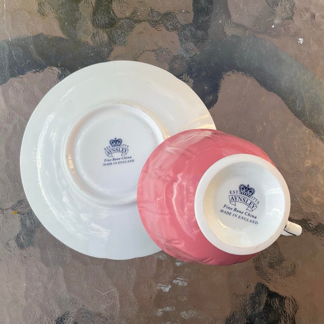 Aynsley Pink Pembroke Teacup and Saucer Circa 1940 For Sale - Image 4 of 5