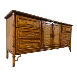 Faux Bamboo Nine Drawer Dresser For Sale