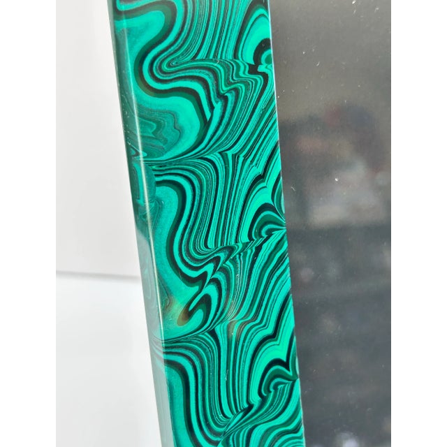 1980s Vintage Faux Malachite Picture Frame With Brass Medallion For Sale - Image 5 of 8