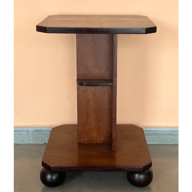 Art Deco Italian Art Deco Burl Walnut Coffee Side Table With Ebonized Legs For Sale - Image 3 of 8