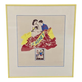 Vintage 1980 Kate McCarthy "Oh Honey" Signed Print - Framed Pop Art For Sale