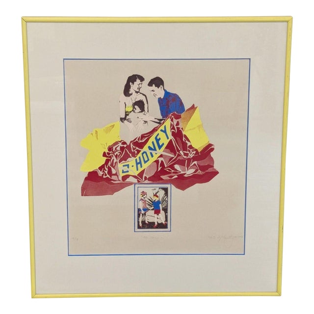 Vintage 1980 Kate McCarthy "Oh Honey" Signed Print - Framed Pop Art For Sale