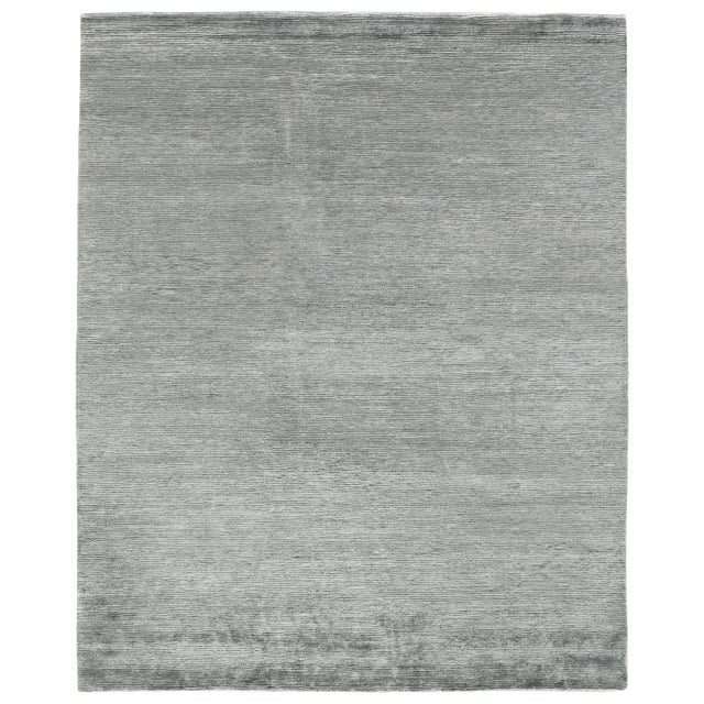 Maxwell Hand-Knotted Bamboo/SilkAqua/Dark Aqua Rug - 8'x10' For Sale