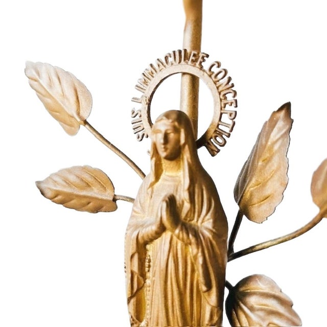 Antique Brass Lourdes Souvenir Lamp, 1910s For Sale - Image 11 of 13