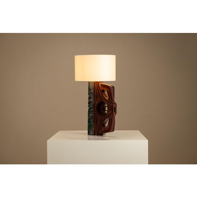 1970s Table Lamp in Wood from Gianni Pinna, Italy, 1970s For Sale - Image 5 of 11