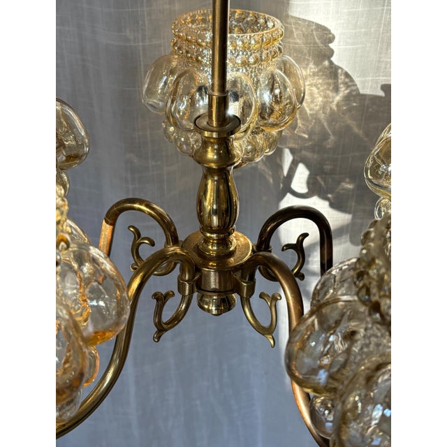 Gold Five-Arm Chandelier by Helena Tynnell for Glashütte Limburg, 1960s For Sale - Image 8 of 12