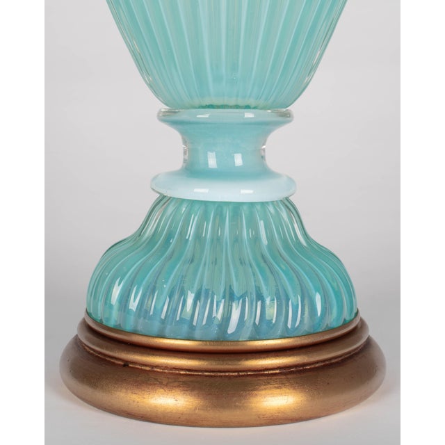 Aqua Blue Murano Glass Lamp by Archimede Seguso for Marbro, Italy 1950s For Sale - Image 12 of 13