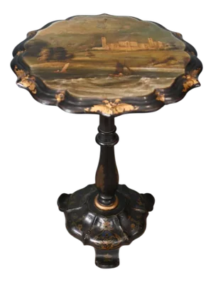 Victorian Side Table with Osbourne House of Queen Victoria Paintings, 1880s