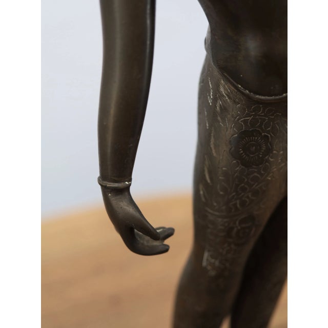 2000 - 2009 Bronze Temple Statue on a Lotus Pedestal, India For Sale - Image 5 of 10