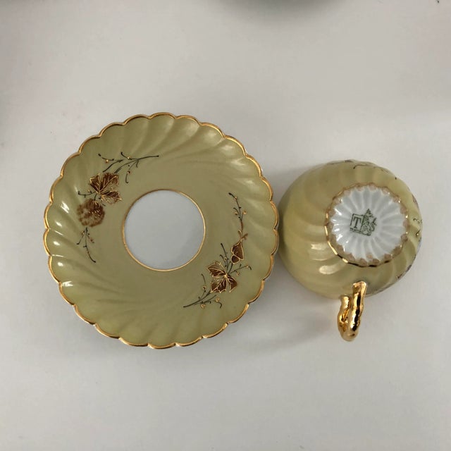 French Provincial Vintage Hand Painted Floral Small Tea/ Demitasse Cups & Saucers S/5 For Sale - Image 3 of 8