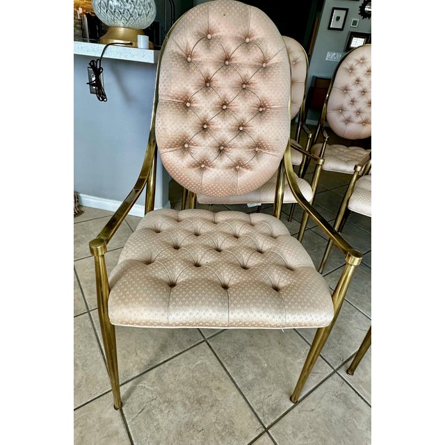 Metal Set 6 Brass Dining Armchairs by Mastercraft For Sale - Image 7 of 17