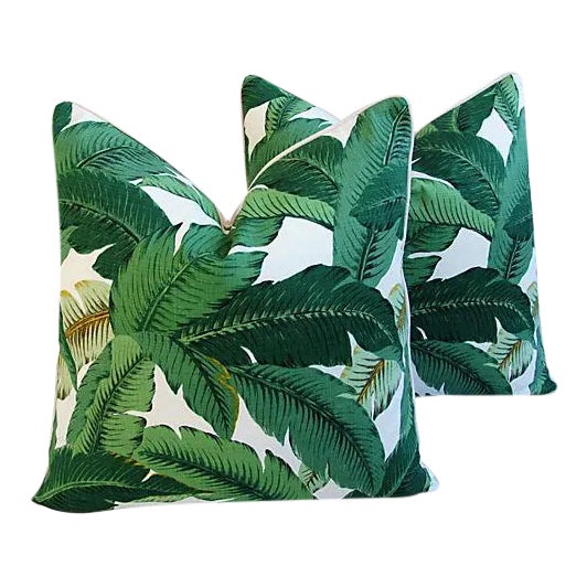 Banana Leaf Feather/Down Pillows - A Pair For Sale - Image 9 of 10